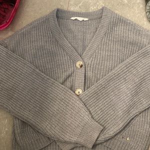 cropped grey cardigan